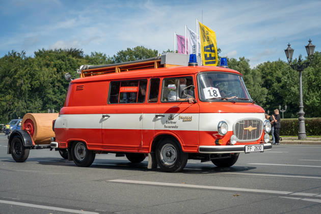 Vehicle parade, 175th anniversary, Berlin Fire Department, Berlin Fire Department vehicle parade, 175th anniversary, Großer Stern, Emergency Number 112, Berlin, Germany