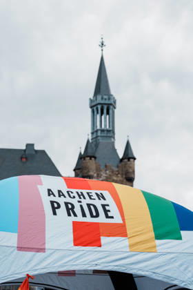 Germany, Aachen CSD, Aachen Pride 2026, Christopher Street Day, parade, equality, anti-queer sentiment, trans rights, equal rights, rainbow in front of City Hall on Katschhof Copyright: xThiemoxRudolphx