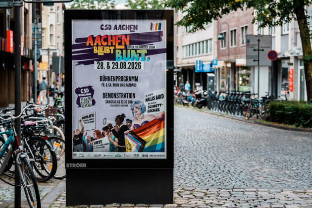 Germany, Aachen CSD, Aachen Pride 2026, Christopher Street Day, Parade, Equality, Anti-queer sentiment, Trans rights, Equal rights, Aachen bleibt Bund, Sign, Announcement, Program Copyright: xThiemoxRudolphx