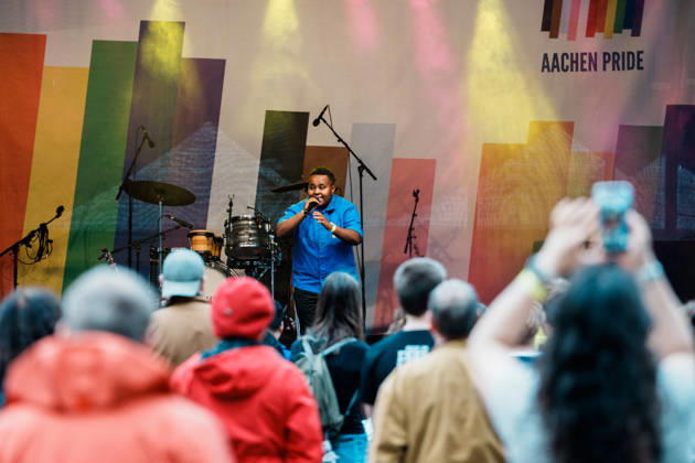 Germany, Aachen CSD, Aachen Pride 2026, Christopher Street Day, parade, equality, anti-queer sentiment, trans rights, equal rights, Katschhof stage between the cathedral and city hall, singer Queen Mahoro Copyright: xThiemoxRudolphx