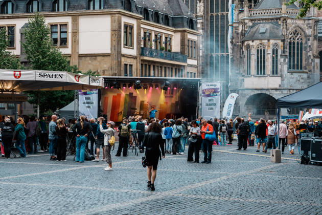 Germany, Aachen CSD, Aachen Pride 2026, Christopher Street Day, parade, equality, anti-queer sentiment, trans rights, equal rights, stage at Katschhof in front of the cathedral, singer Queen Mahoro Copyright: xThiemoxRudolphx