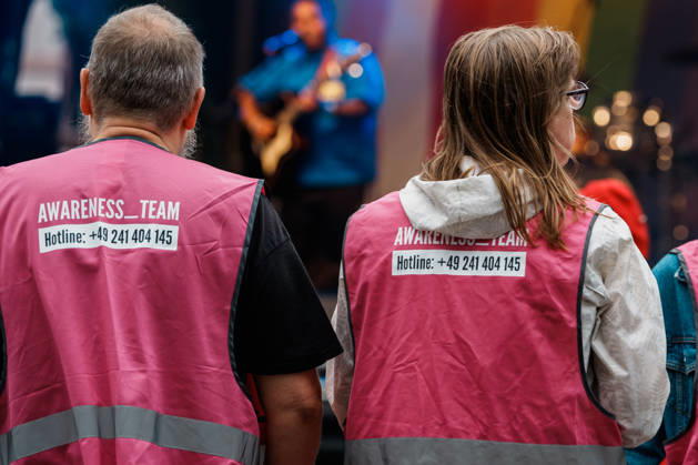 Germany, Aachen CSD, Aachen Pride 2026, Christopher Street Day, Parade, Equality, Anti-Queer Sentiment, Trans Rights, Equal Rights, Awareness Team in front of the Katschhof stage Copyright: xThiemoxRudolphx