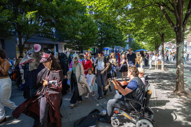 Costume Parade at the Deutsche Oper Berlin, Germany, Berlin, August 29, 2026. With the slogan Unless the People Live Here, the Deutsche Oper Berlin kicked off the new season. Numerous visitors dressed up in costumes from the opera’s wardrobe and, together with a choir, marched through Berlin’s Charlottenburg district in a costume parade.