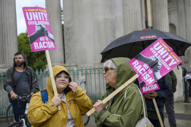 Stand Up To Racism Protest Against UKIP Demonstration LONDON, UNITED KINGDOM - AUGUST 29: Protesters take part in a counter-demonstration organised by Stand Up To Racism group against the anti-Islam demonstration organised by the right wing UK Independence Party (UKIP) in London, United Kingdom on August 29, 2026. Ray Tang Anadolu London United Kingdom. Editorial use only. Please get in touch for any other usage. Copyright: x2026xAnadoluxRayxTangx