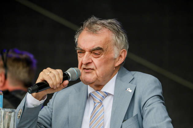 North Rhine-Westphalia Day 2026: Celebrations marking the state’s 80th anniversary in Münster. Herbert Reul (CDU), Minister of the Interior of North Rhine-Westphalia, at a public forum in Münster, North Rhine-Westphalia, DEU, Germany, August 29, 2026