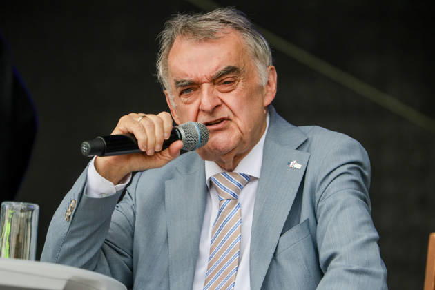 North Rhine-Westphalia Day 2026: Celebrations marking the state’s 80th anniversary in Münster. Herbert Reul (CDU), Minister of the Interior of North Rhine-Westphalia, at a public forum in Münster, North Rhine-Westphalia, DEU, Germany, August 29, 2026