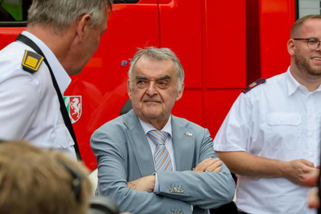 North Rhine-Westphalia Day 2026: Celebrations marking the state’s 80th anniversary in Münster. Herbert Reul (CDU), Minister of the Interior of North Rhine-Westphalia, visits the emergency services exhibition on Schlossplatz in Münster, North Rhine-Westphalia, DEU, Germany, August 29, 2026