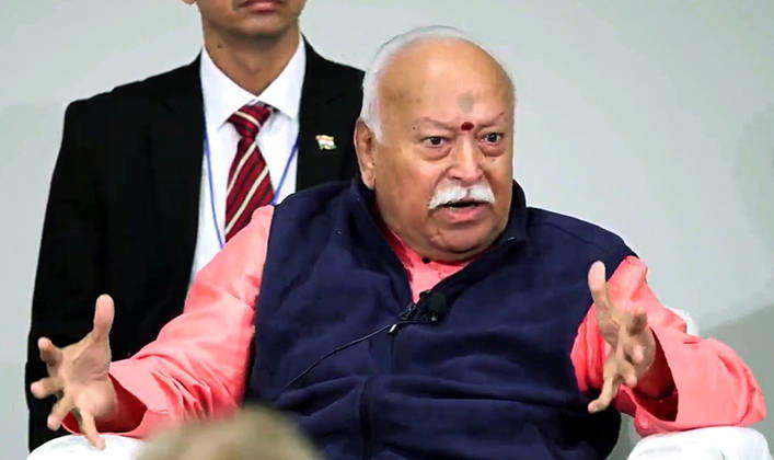 RECORD DATE NOT STATED RSS Chief Mohan Bhagwat addresses at One World One Humanity event New York US , Aug 29 (ANI): RSS Chief Mohan Bhagwat addresses at One World One Humanity event, in New York on Saturday. (One World One Humanity ANI Video Grab) New York United States Copyright: xANIx ANI_20260829412