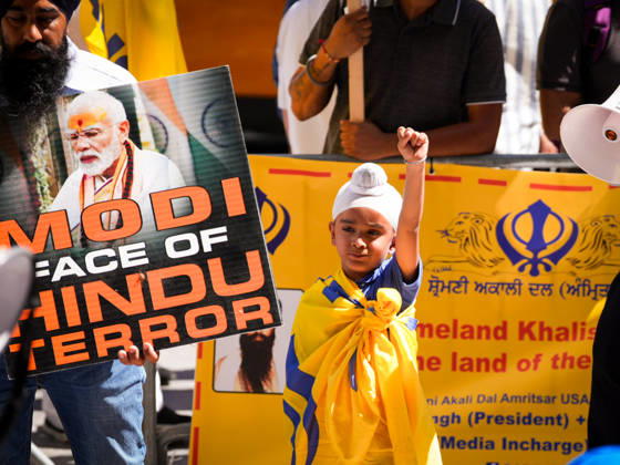New York, NY August 29: Demonstrators gather outside Madison Square Garden for the Ã¢â‚¬oeHindus Say No to the RSSÃ¢â‚¬Â rally, protesting the appearance of RSS chief Mohan Bhagwat and calling for a secular, interfaith India on August 29, 2026. Credit: AdMedia USA - ZUMAa123 20050930_zaa_a123_017 Copyright: xXavierxDiazx