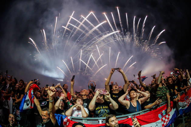 Marko Perkovic Thompson concert in Vukovar, Croatia Fireworks light up the sky as people enjoy Marko Perkovic Thompson concert at Economic Zone in Vukovar, Croatia on August 29, 2026.  ZvonimirxBarisin PIXSELL