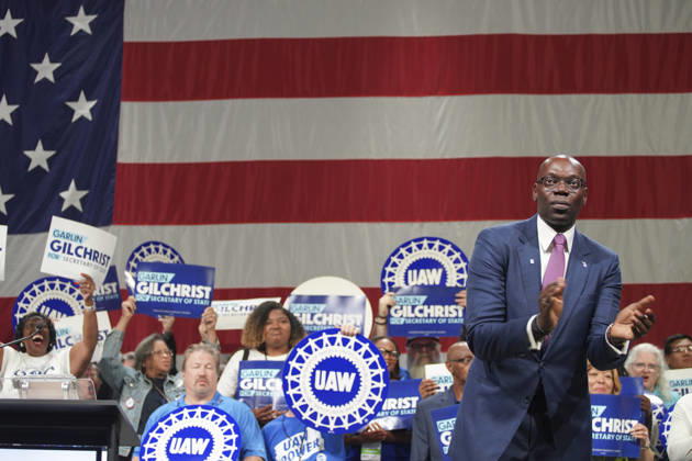 MI Democratic Party holds nominating convention LANSING, MICHIGAN, USA - AUGUST 29: Current Lt. Governor, Garlin Gilchrist and democratic candidate for Michigan Secretary of State speaks at the Michgan Democratic Nominating Convention in Lansing MI, on August 29th, 2026. Katie McTiernan Anadolu Michigan United States. Editorial use only. Please get in touch for any other usage.  Copyright: x2026xAnadoluxKatiexMcTiernanx