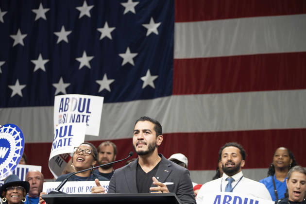 MI Democratic Party holds nominating convention LANSING, MICHIGAN, USA - AUGUST 29: Dr. Abdul El-Sayed, Democratic nominee for the US Senate, speaks at the Michgan Democratic Nominating Convention in Lansing MI, on August 29th, 2026. Katie McTiernan Anadolu Michigan United States. Editorial use only. Please get in touch for any other usage.  Copyright: x2026xAnadoluxKatiexMcTiernanx