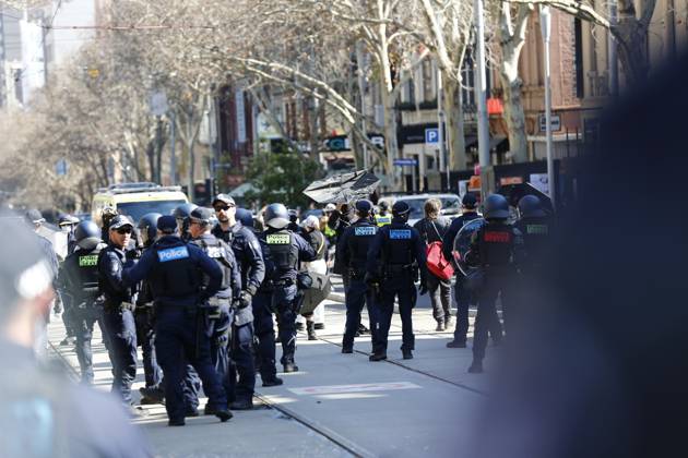 August 30, 2026, Melbourne, Victoria State, Australia: Victoria Police forcefully intervene to stop the counter-rally..Hundreds of supporters of the far-right group March for Australia marched through MelbourneÃ¢â‚¬â ¢s CBD as part of a demonstration focused on freedom of speech and political expression, while counter-protesters gathered separately to oppose the march and its political messages. March for Australia organisers called for the repeal of laws they say restrict political communication, an end to government censorship and constitutional protection for freedom of speech. Melbourne Australia - ZUMAs197 20260830_aaa_s197_033 Copyright: xYexMyoxKhantx