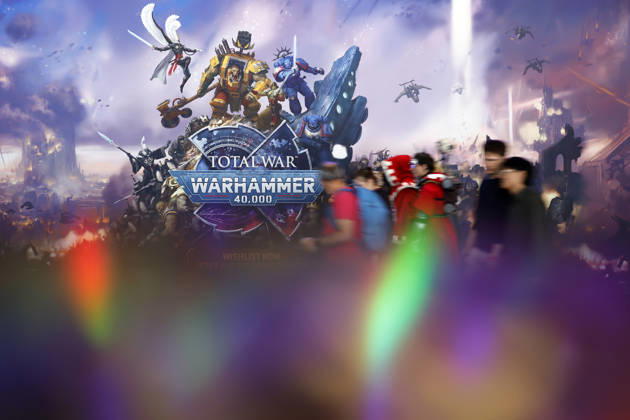 An advertisement for the video game *Total War: Warhammer 40,000* on display at Gamescom 26, the world s largest video game trade show, at Koelnmesse. Featured image, stock photo. Cologne, August 30, 2026. North Rhine-Westphalia, Germany Copyright: xChristophxHardtx