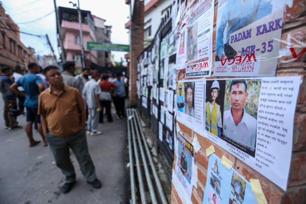 Nepal Floods - Aftermath Relatives of people missing after flash floods in Rasuwa and Nuwakot search for information at Tribhuvan University Teaching Hospital on August 30, 2026. Families examine photographs and missing-person notices, while some mourn and wait for news. The floods destroyed homes and swept debris downstream along the Trishuli River. Kathmandu Nepal  Copyright: xSanjitxPariyarx originalFilename: pariyar-notitle260830_npv7T.jpg
