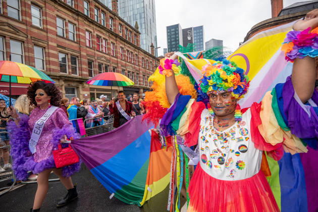 August 29, 2026, Manchester, United Kingdom: Pride umbrellas and flags seen during the pride parade. Revelers refused to let a heavy downpour dampen their spirits as the annual parade makes its way through the city centre. Despite the torrential rain, the LGBTQ+ community and supporters partied anyway, filling the streets with vibrant colour, music, and joy. The festival has been officially renamed Manchester Village Pride this year, marking a new community-led chapter after the voluntary liquidation and financial collapse of the former organizing company last autumn. Taking part in the celebrations, the newly elected Mayor of Greater Manchester, Bev Craig, actively engaged with parade participants and cheering crowds along the route throug - ZUMAs197 20260829_aaa_s197_354 Copyright: xGaryxRobertsx