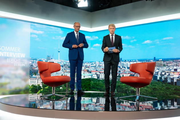 ARD Summer Interview, Federal Chancellor, Friedrich Merz, Berlin, ARD Summer Interview, Federal Chancellor, Friedrich Merz, CDU, Host, Markus Preiß, ARD Berlin Capital Studio, Berlin, GER