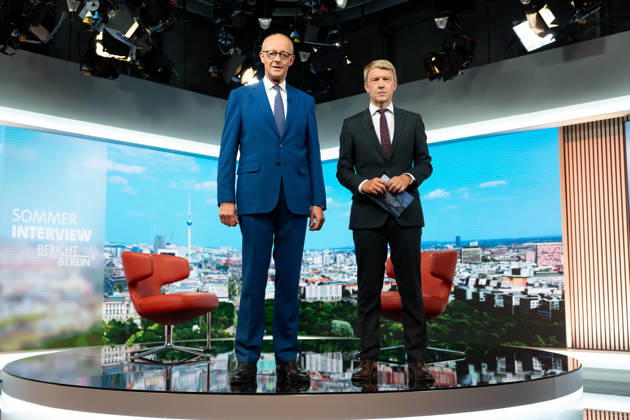 ARD Summer Interview, Federal Chancellor, Friedrich Merz, Berlin, ARD Summer Interview, Federal Chancellor, Friedrich Merz, CDU, Host, Markus Preiß, ARD Berlin Capital Studio, Berlin, GER