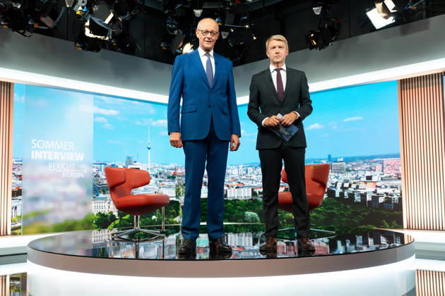 ARD Summer Interview, Federal Chancellor, Friedrich Merz, Berlin, ARD Summer Interview, Federal Chancellor, Friedrich Merz, CDU, Host, Markus Preiß, ARD Berlin Capital Studio, Berlin, GER