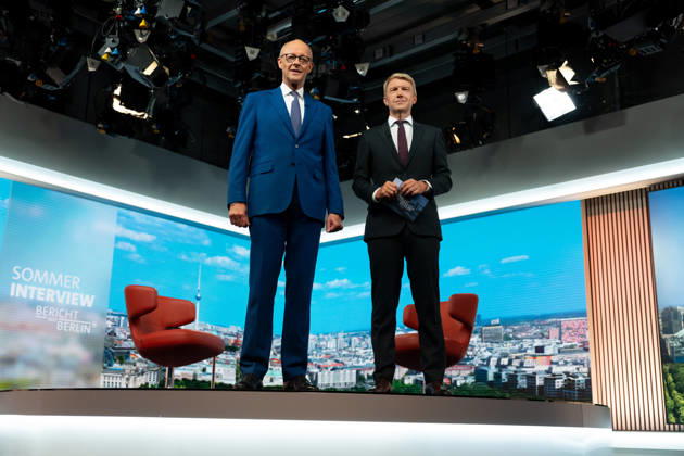 ARD Summer Interview, Federal Chancellor, Friedrich Merz, Berlin, ARD Summer Interview, Federal Chancellor, Friedrich Merz, CDU, Host, Markus Preiß, ARD Berlin Capital Studio, Berlin, GER
