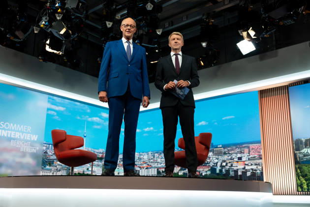 ARD Summer Interview, Federal Chancellor, Friedrich Merz, Berlin, ARD Summer Interview, Federal Chancellor, Friedrich Merz, CDU, Host, Markus Preiß, ARD Berlin Capital Studio, Berlin, GER