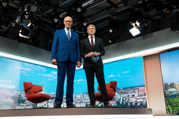 ARD Summer Interview, Federal Chancellor, Friedrich Merz, Berlin, ARD Summer Interview, Federal Chancellor, Friedrich Merz, CDU, Host, Markus Preiß, ARD Berlin Capital Studio, Berlin, GER