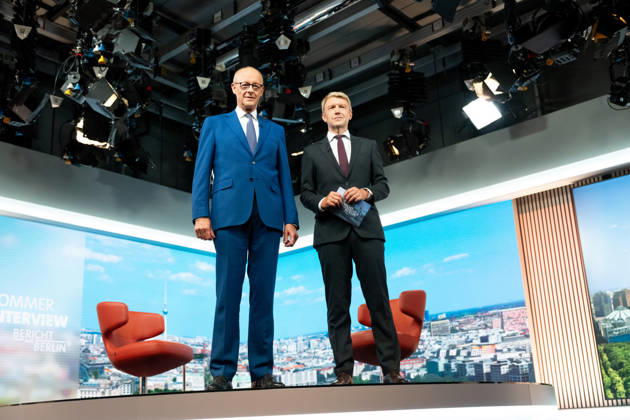 ARD Summer Interview, Federal Chancellor, Friedrich Merz, Berlin, ARD Summer Interview, Federal Chancellor, Friedrich Merz, CDU, Host, Markus Preiß, ARD Berlin Capital Studio, Berlin, GER