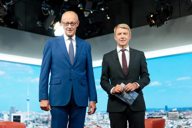 ARD Summer Interview, Federal Chancellor, Friedrich Merz, Berlin, ARD Summer Interview, Federal Chancellor, Friedrich Merz, CDU, Host, Markus Preiß, ARD Berlin Capital Studio, Berlin, GER
