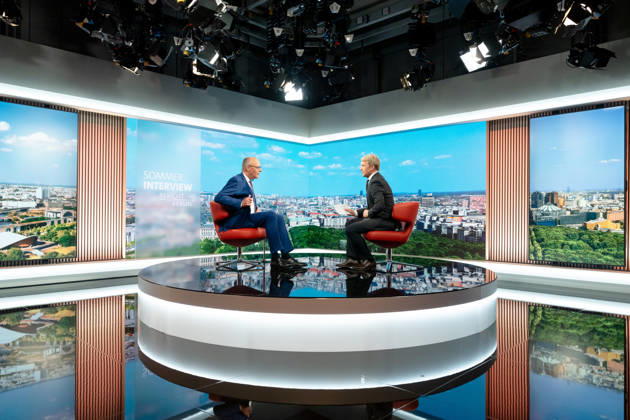 ARD Summer Interview, Federal Chancellor, Friedrich Merz, Berlin, ARD Summer Interview, Federal Chancellor, Friedrich Merz, CDU, Host, Markus Preiß, ARD Berlin Capital Studio, Berlin, GER