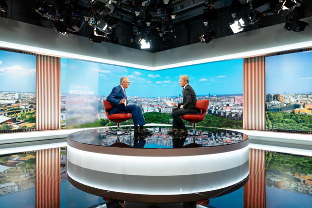 ARD Summer Interview, Federal Chancellor, Friedrich Merz, Berlin, ARD Summer Interview, Federal Chancellor, Friedrich Merz, CDU, Host, Markus Preiß, ARD Berlin Capital Studio, Berlin, GER