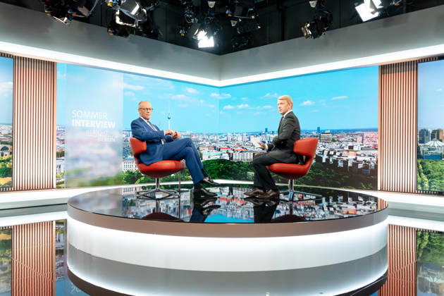 ARD Summer Interview, Federal Chancellor, Friedrich Merz, Berlin, ARD Summer Interview, Federal Chancellor, Friedrich Merz, CDU, Host, Markus Preiß, ARD Berlin Capital Studio, Berlin, GER