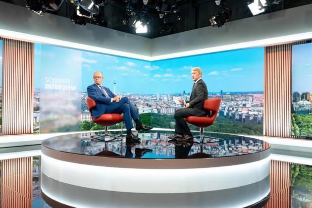 ARD Summer Interview, Federal Chancellor, Friedrich Merz, Berlin, ARD Summer Interview, Federal Chancellor, Friedrich Merz, CDU, Host, Markus Preiß, ARD Berlin Capital Studio, Berlin, GER