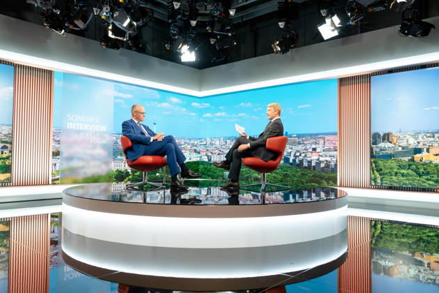 ARD Summer Interview, Federal Chancellor, Friedrich Merz, Berlin, ARD Summer Interview, Federal Chancellor, Friedrich Merz, CDU, Host, Markus Preiß, ARD Berlin Capital Studio, Berlin, GER