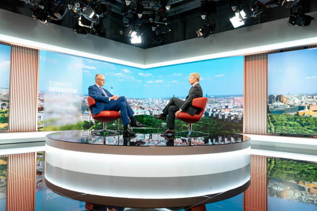 ARD Summer Interview, Federal Chancellor, Friedrich Merz, Berlin, ARD Summer Interview, Federal Chancellor, Friedrich Merz, CDU, Host, Markus Preiß, ARD Berlin Capital Studio, Berlin, GER