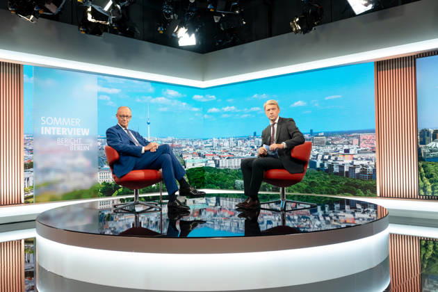 ARD Summer Interview, Federal Chancellor, Friedrich Merz, Berlin, ARD Summer Interview, Federal Chancellor, Friedrich Merz, CDU, Host, Markus Preiß, ARD Berlin Capital Studio, Berlin, GER