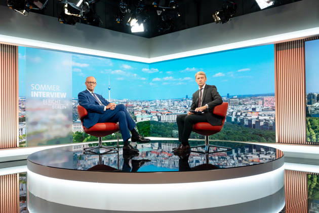 ARD Summer Interview, Federal Chancellor, Friedrich Merz, Berlin, ARD Summer Interview, Federal Chancellor, Friedrich Merz, CDU, Host, Markus Preiß, ARD Berlin Capital Studio, Berlin, GER