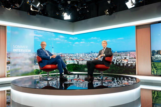 ARD Summer Interview, Federal Chancellor, Friedrich Merz, Berlin, ARD Summer Interview, Federal Chancellor, Friedrich Merz, CDU, Host, Markus Preiß, ARD Berlin Capital Studio, Berlin, GER