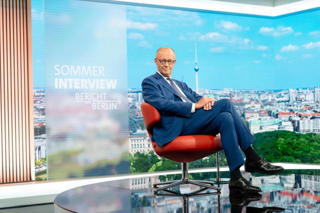 ARD Summer Interview, Federal Chancellor, Friedrich Merz, Berlin, ARD Summer Interview, Federal Chancellor, Friedrich Merz, CDU, Host, Markus Preiß, ARD Berlin Capital Studio, Berlin, GER