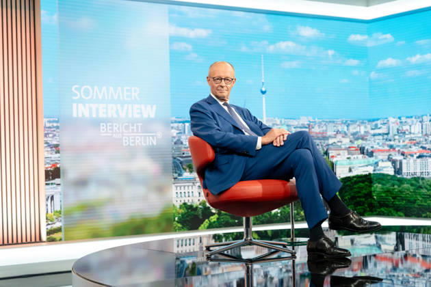 ARD Summer Interview, Federal Chancellor, Friedrich Merz, Berlin, ARD Summer Interview, Federal Chancellor, Friedrich Merz, CDU, Host, Markus Preiß, ARD Berlin Capital Studio, Berlin, GER