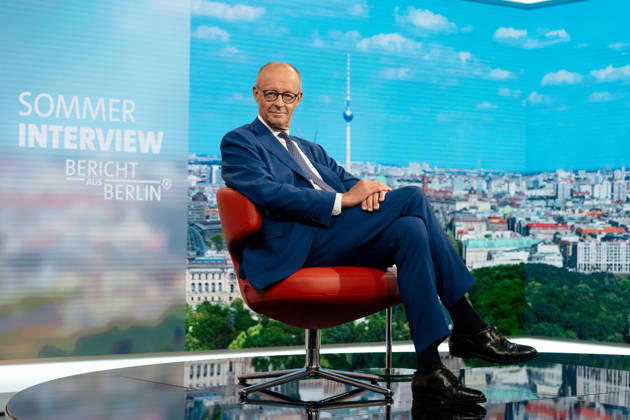 ARD Summer Interview, Federal Chancellor, Friedrich Merz, Berlin, ARD Summer Interview, Federal Chancellor, Friedrich Merz, CDU, Host, Markus Preiß, ARD Berlin Capital Studio, Berlin, GER