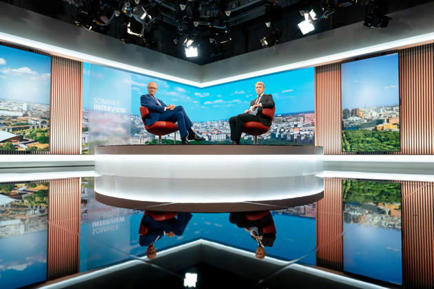 ARD Summer Interview, Federal Chancellor, Friedrich Merz, Berlin, ARD Summer Interview, Federal Chancellor, Friedrich Merz, CDU, Host, Markus Preiß, ARD Berlin Capital Studio, Berlin, GER