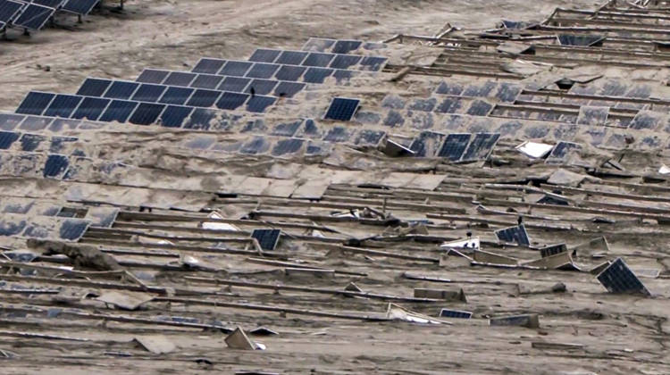 RECORD DATE NOT STATED Solar Plant on Trishuli River Bank in Nuwakot Damaged and Partially Buried Under Debris After Flash Floods Nuwakot Nepal , Aug 30 (ANI): A solar plant on the bank of the Trishuli River stands extensively damaged and partially buried under debris, with large sections of panels destroyed following the flash floods, in Nuwakot on Sunday. (ANI Video Grab) Nuwakot Nepal Copyright: xANIx ANI_20260830212