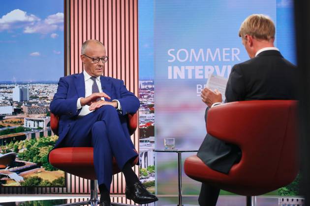 Berlin, Germany, August 30, 2026 ARD Capital Studio Summer Interview: Chancellor Friedrich Merz (CDU) and Markus Preiß during the interview in the studio Copyright: xdtsxNachrichtenagenturx dts_131785