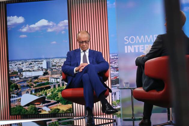 Berlin, Germany, August 30, 2026 ARD Capital Studio Summer Interview: Chancellor Friedrich Merz (CDU) and Markus Preiß during the interview in the studio Copyright: xdtsxNachrichtenagenturx dts_131794