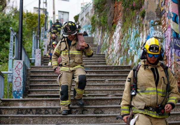 Valparaíso, August 30, 2026—A new edition of the Valparaíso Cerro Arriba firefighting event took place among the hills and stairways of Valparaíso, featuring nearly 2,600 firefighters from all over Chile and other countries. Manuel Lema Aton, Chile, Valparaiso, Chile. Aton 1185153  Copyright: MANUELxLEMA ATONxCHILE