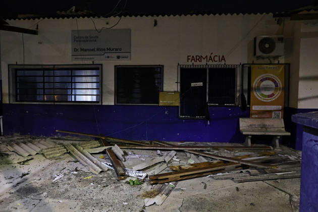 CAMPINAS, SP - 30.08.2026: TEMPORAL PROVOCA ESTRAGOS EM CAMPINAS - The storm that hit Campinas (SP) on Sunday afternoon (30) ripped the roof off the Paranapanema Health Center and the Brigida Chinaglia Costa CEI, on Rua Boaventura Lemos, in Jardim Guarani. The street was left without power and CPFL reported that it was working to restore the service. x3007577x  LeandroxFerreira