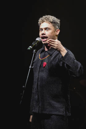 SaO PAULO, SP - 30.08.2026: SHOW SILVERO PEREIRA CANTA BELCHIOR - Actor Silvero Pereira performs a show in Sao Paulo in homage to the musician Belchior from Ceara. Interpreting classic Brazilian popular music (MPB) songs such as "Como Nossos Pais" and "Medo de Aviao," Silvero Pereira comments on the singer& 39;s work and life, revisiting great MPB songs. The performance took place at Sesc Santo Amaro on the evening of Sunday, August 30, 2026, in Sao Paulo. x3007617x  VanxCampos