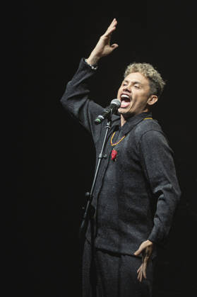 SaO PAULO, SP - 30.08.2026: SHOW SILVERO PEREIRA CANTA BELCHIOR - Actor Silvero Pereira performs a show in Sao Paulo in homage to the musician Belchior from Ceara. Interpreting classic Brazilian popular music (MPB) songs such as "Como Nossos Pais" and "Medo de Aviao," Silvero Pereira comments on the singer& 39;s work and life, revisiting great MPB songs. The performance took place at Sesc Santo Amaro on the evening of Sunday, August 30, 2026, in Sao Paulo. x3007621x  VanxCampos