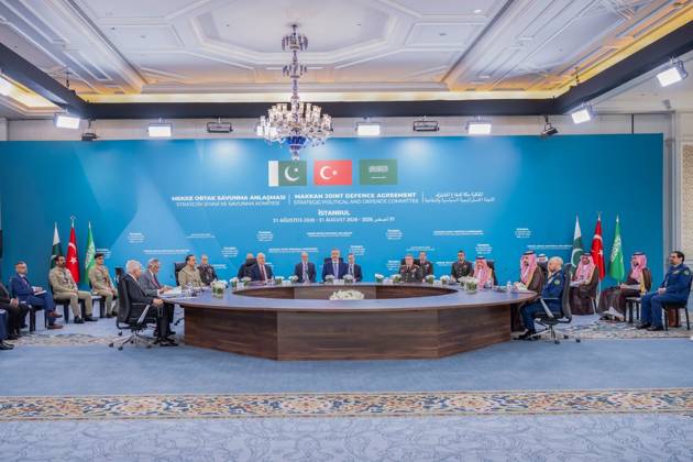 Saudi and Turkish Ministers Attend Strategic Defense Meeting in Istanbul Saudi Defense Minister Prince Khalid bin Salman bin Abdulaziz attends the first meeting of the Strategic Political and Defense Committee with Turkish Foreign Minister Hakan Fidan and Defense Minister Yasar Guler in Istanbul, Turkey, on August 31, 2026. The committee was established under the Mecca Agreement for Joint Defense. Photo by Saudi Press Agency apaimages Khan Yunis Gaza Strip Saudi Arabia 310826_Turkey_SPO_00(1) Copyright: xapaimagesxSaudixPressxAgencyx xapaimagesx