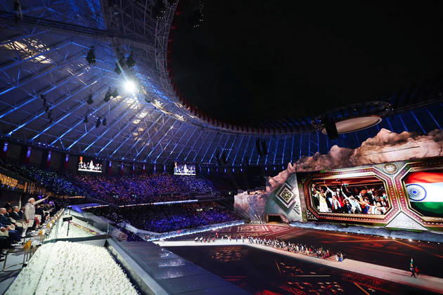 RECORD DATE NOT STATED PM Modi gives a standing ovation to the Indian delegation participating in the 6th World Nomad Games Bishkek Kyrgyzstan , Aug 31 (ANI): Prime Minister Narendra Modi gives a standing ovation to the Indian delegation participating in the 6th World Nomad Games during the opening ceremony at Bishkek Arena Stadium, in Bishkek on Monday. (@narendramodi X ANI Photo) Bishkek Kyrgyzstan Copyright: xANIx ANI_20260831509